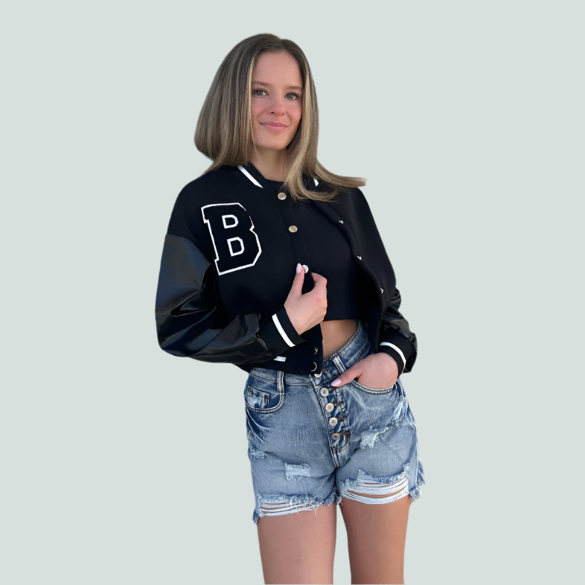 Salvatore Brothers All Diamond Crop Jacket in Black
