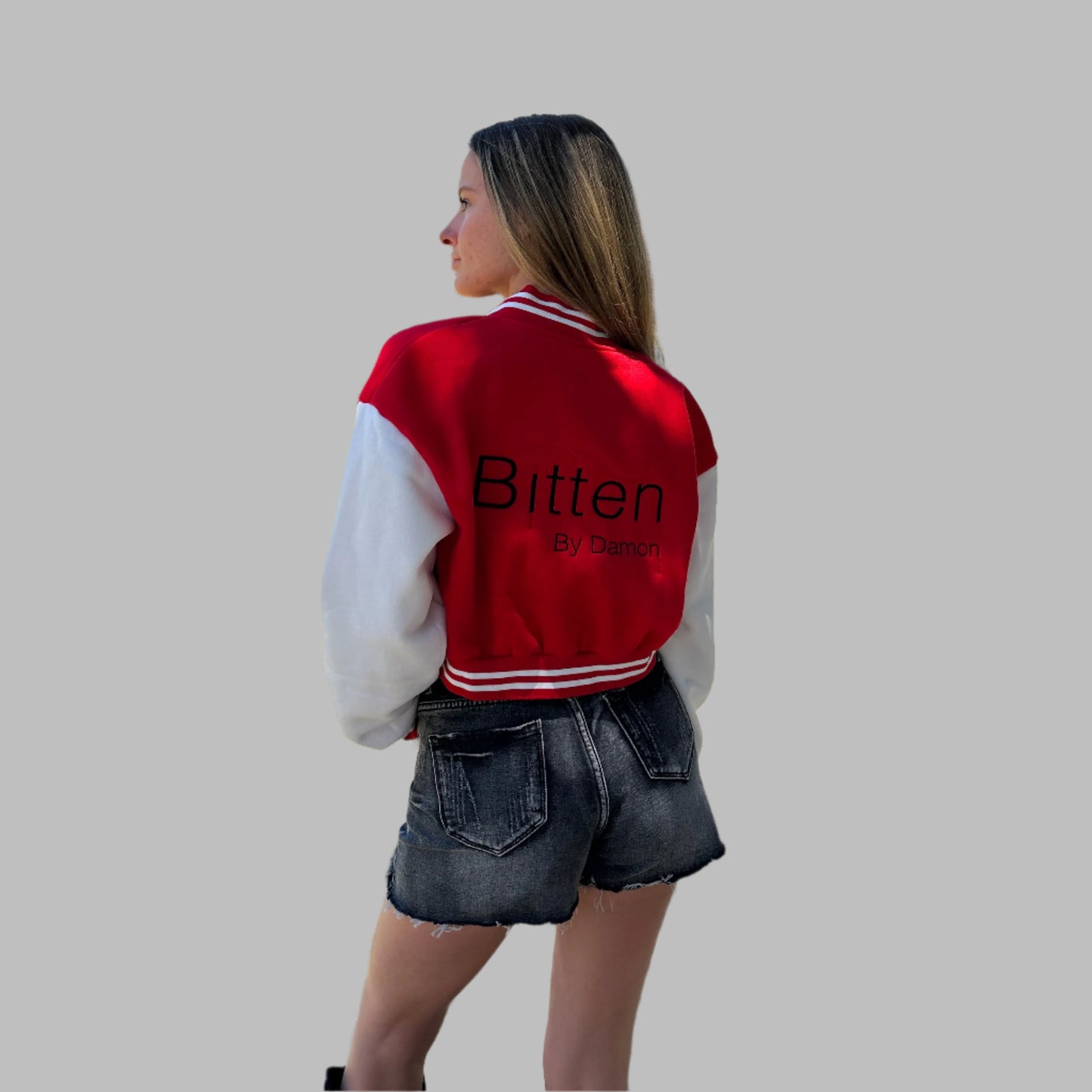 Cropped Red Letterman Varsity Jacket