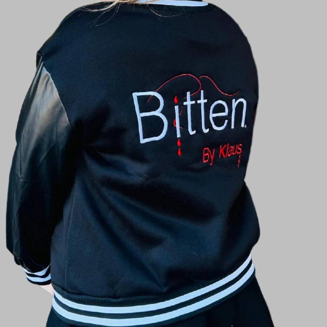 Black on Black Leather Sleeves Oversized Jacket