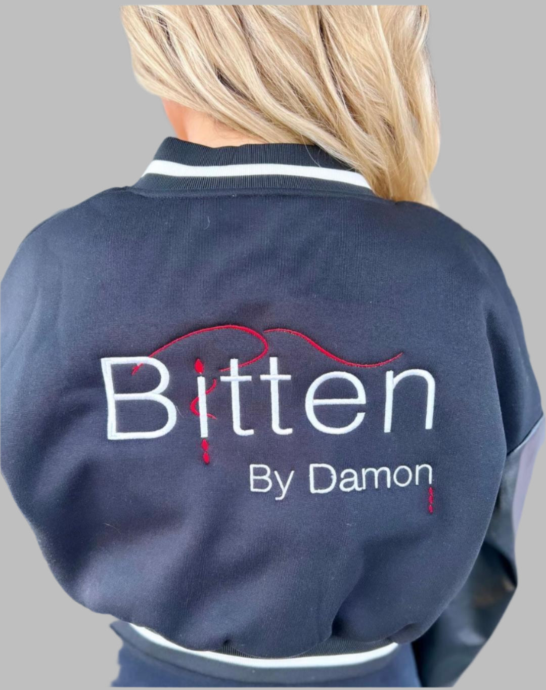 Black on Black Cropped Varsity Jacket in all Names