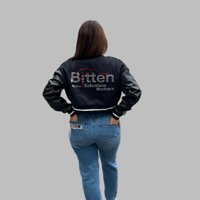 Salvatore Brothers All Diamond Crop Jacket in Black