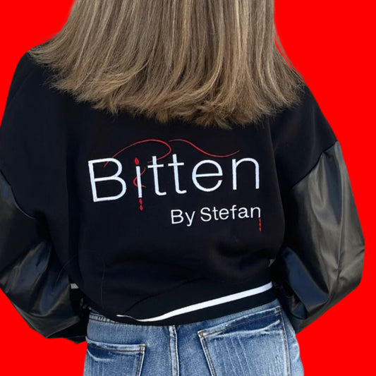 Black on Black Cropped Varsity Jacket in all Names