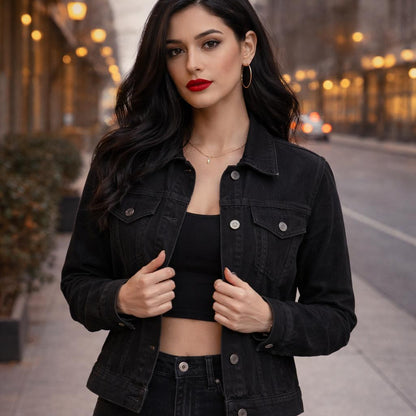 DAMON PANCAKE BLACK DENIM JACKET