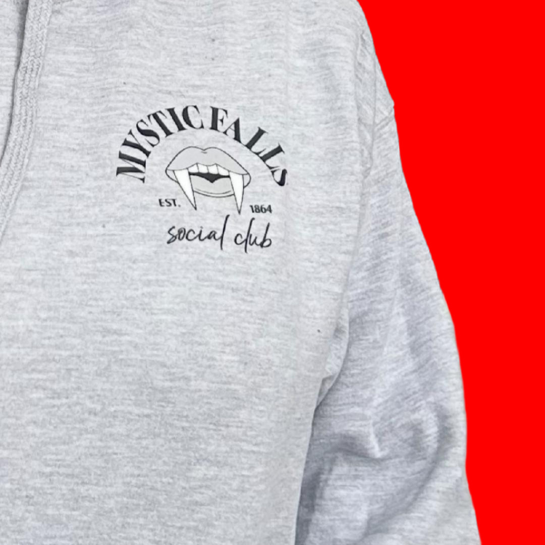 MYSTIC FALLS SOCIAL CLUB 1864 HOODIE IN GREY