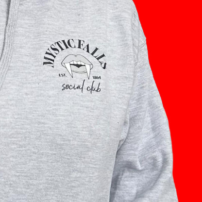 MYSTIC FALLS SOCIAL CLUB 1864 HOODIE IN GREY