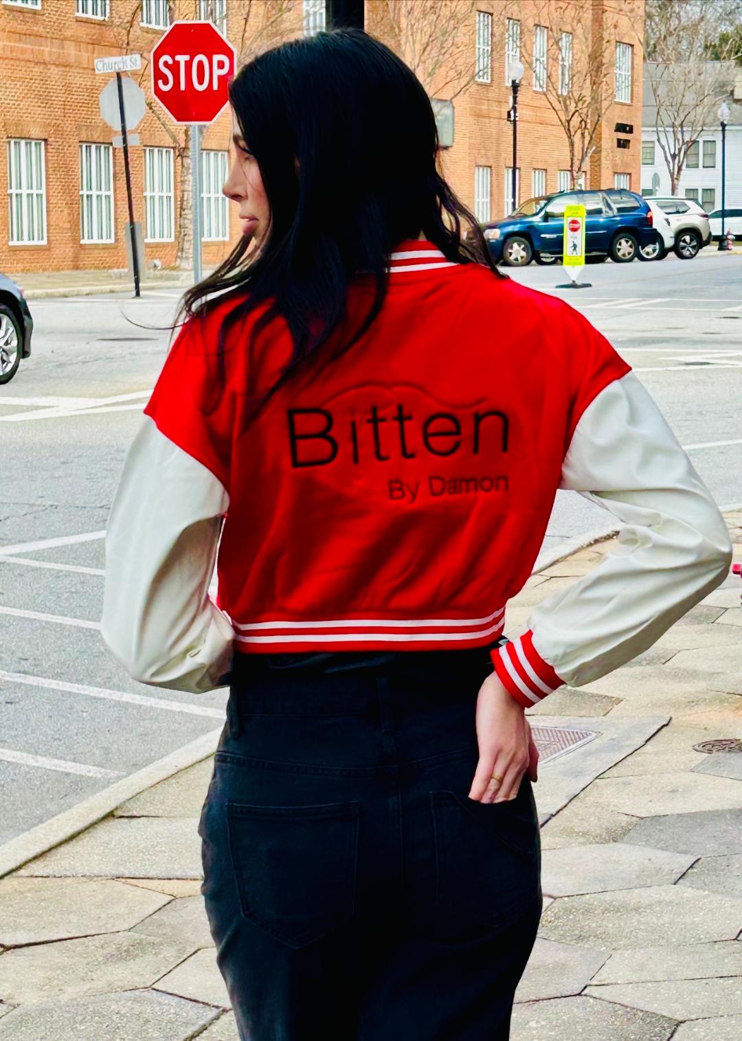 Cropped Red Letterman Varsity Jacket